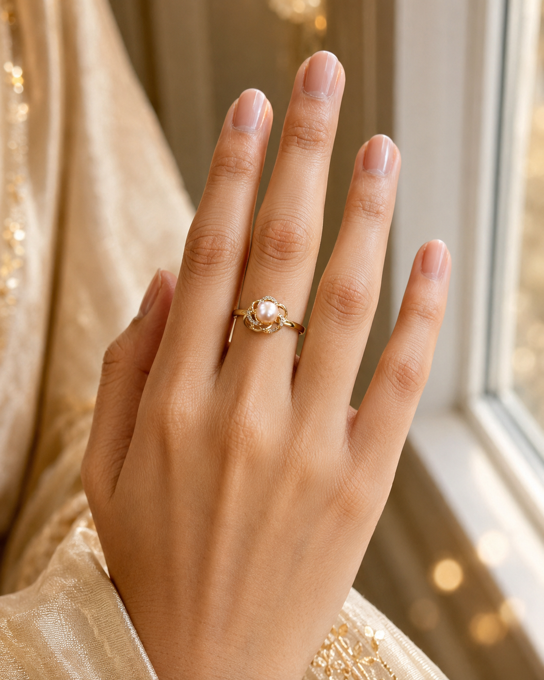 Blossom Pink Pearl Adjustable Ring