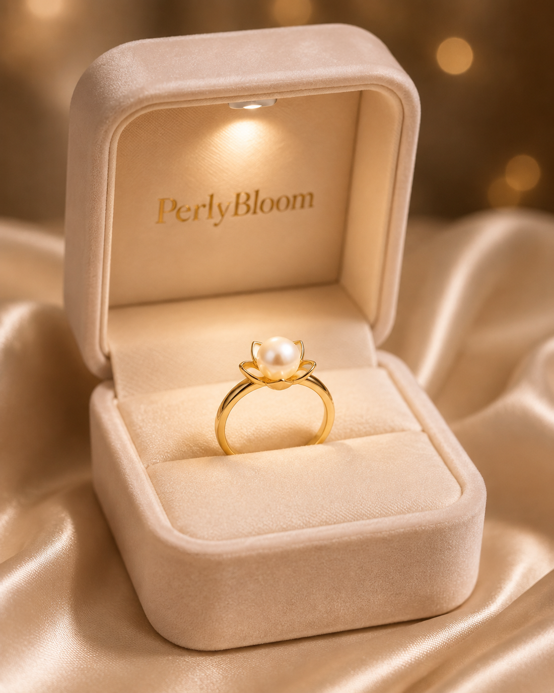 Pearl Lotus Adjustable Ring