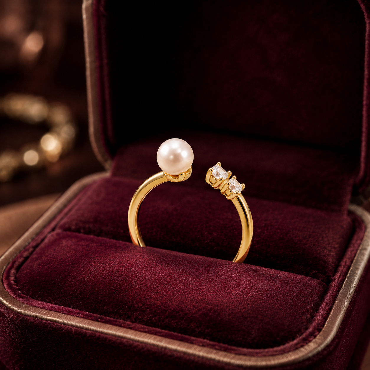 Pearl Kiss Adjustable Ring