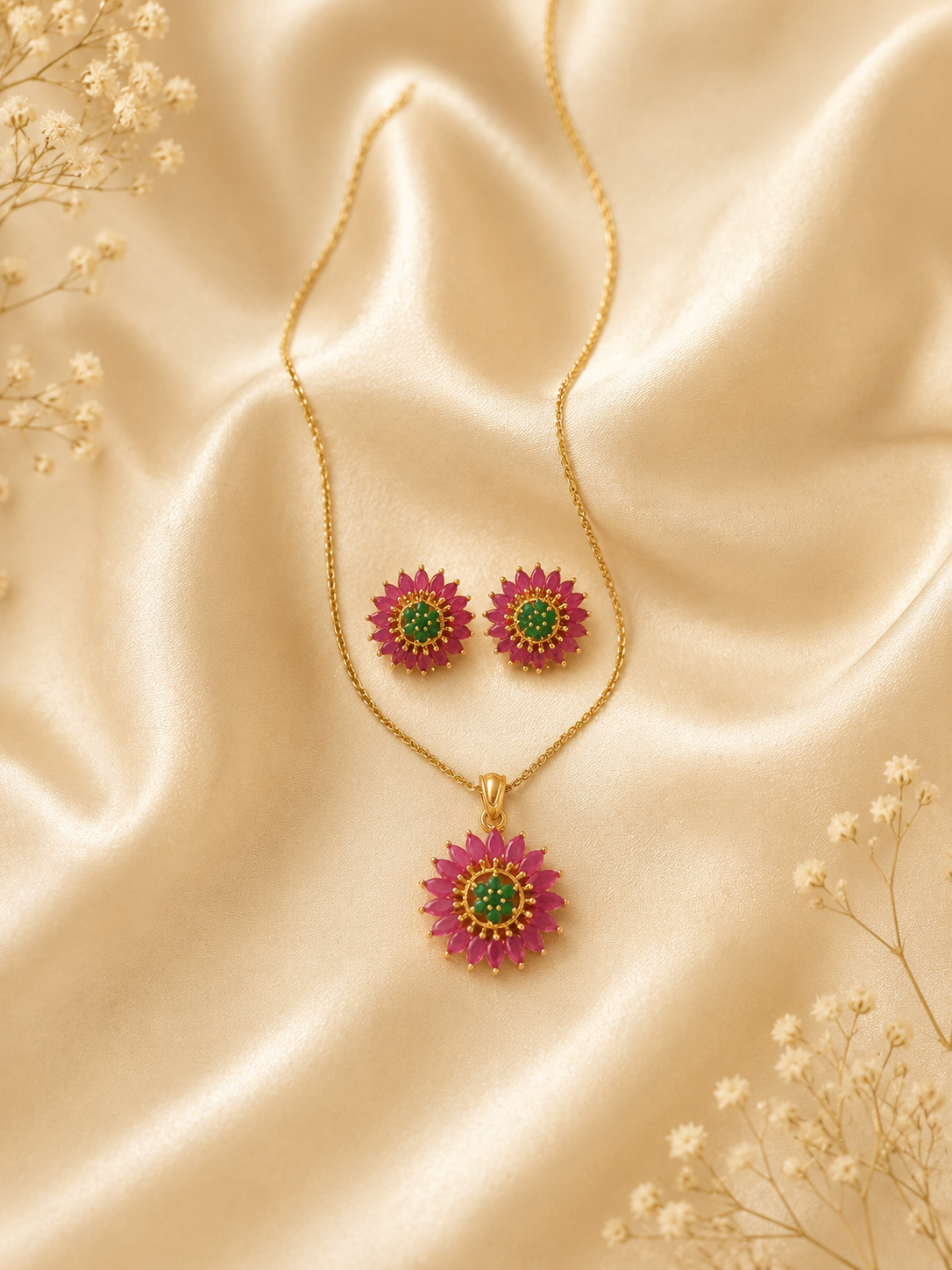 Ruby Emerald Luxe Pendant Set