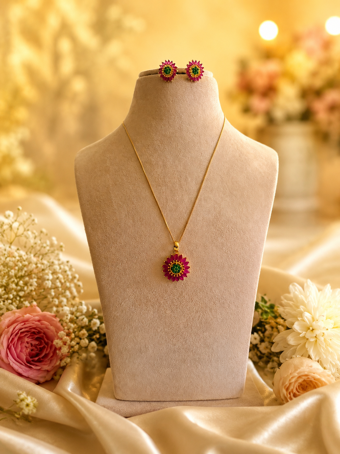 Ruby Emerald Luxe Pendant Set
