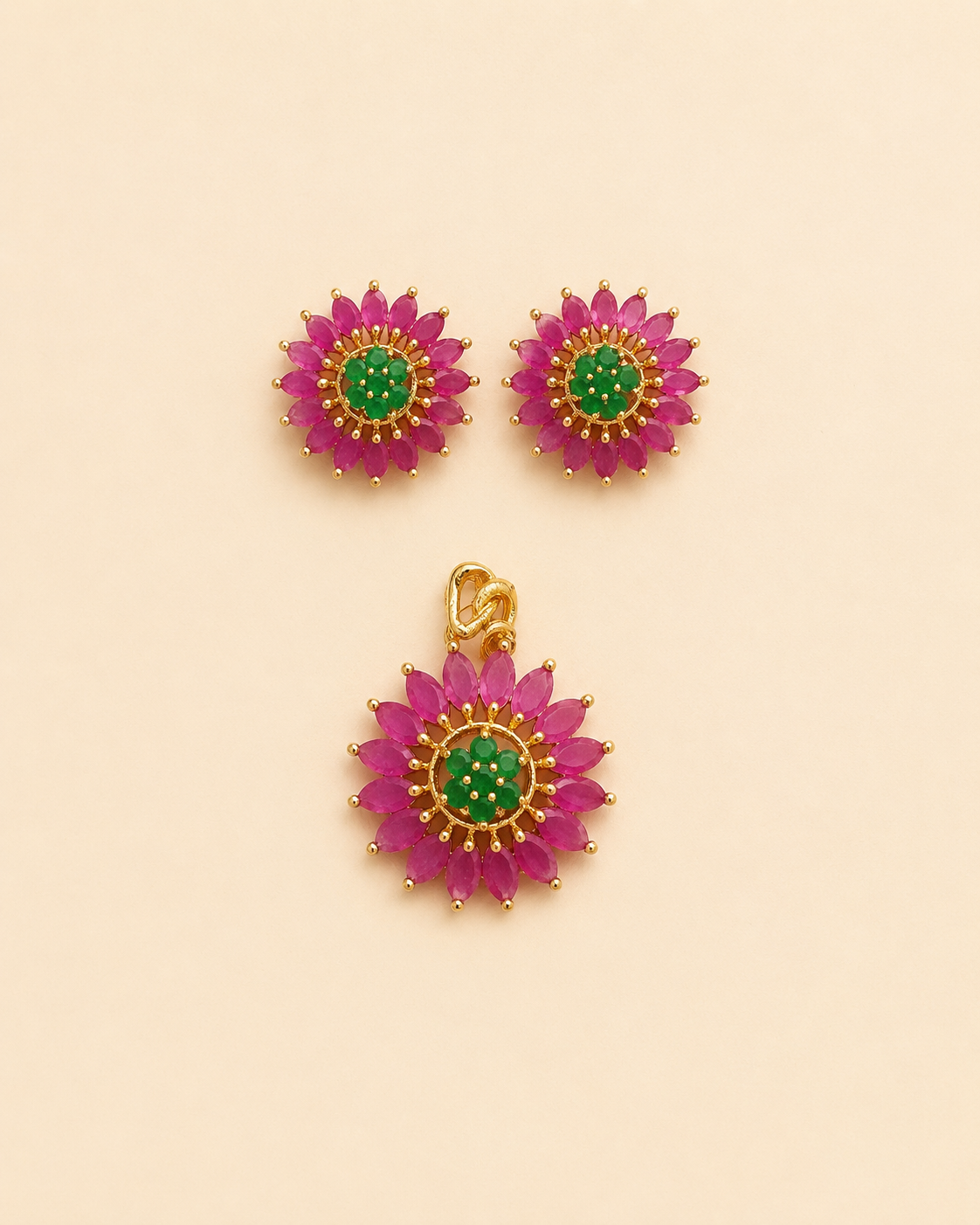 Ruby Emerald Luxe Pendant Set