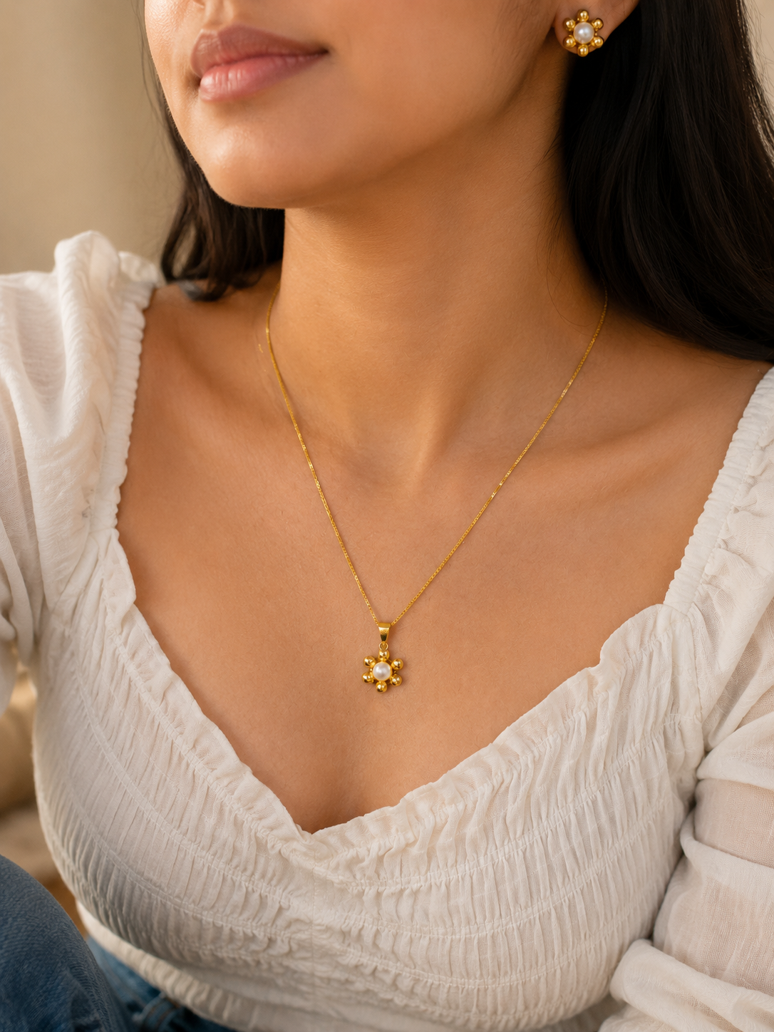Pearl Blossom Pendant Set