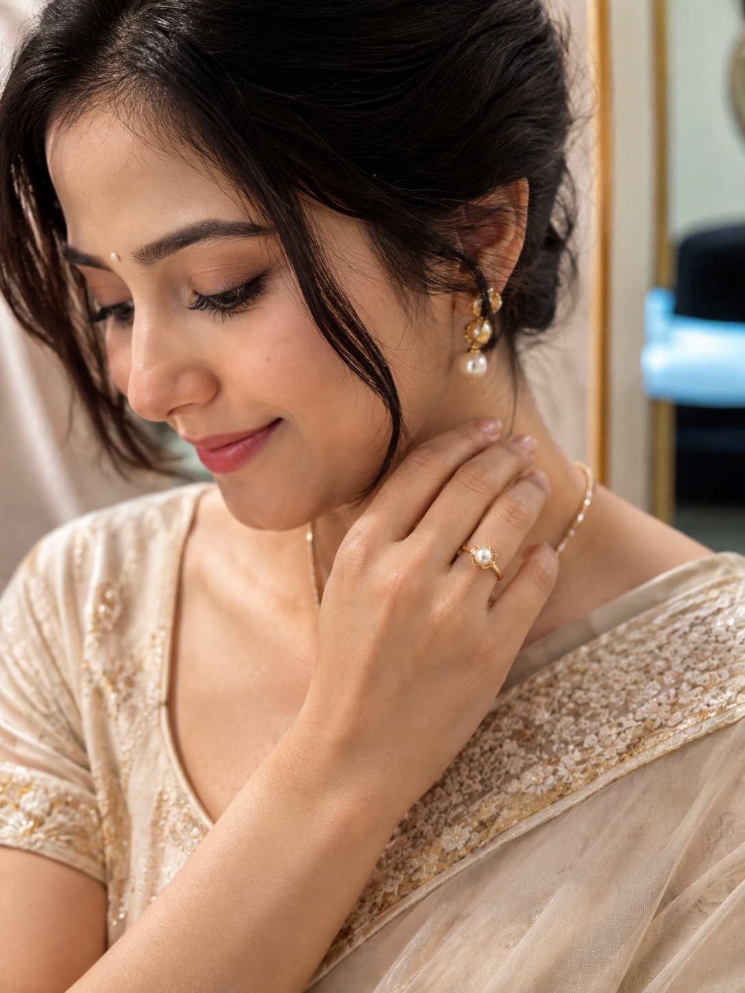 Pearl Lotus Adjustable Ring