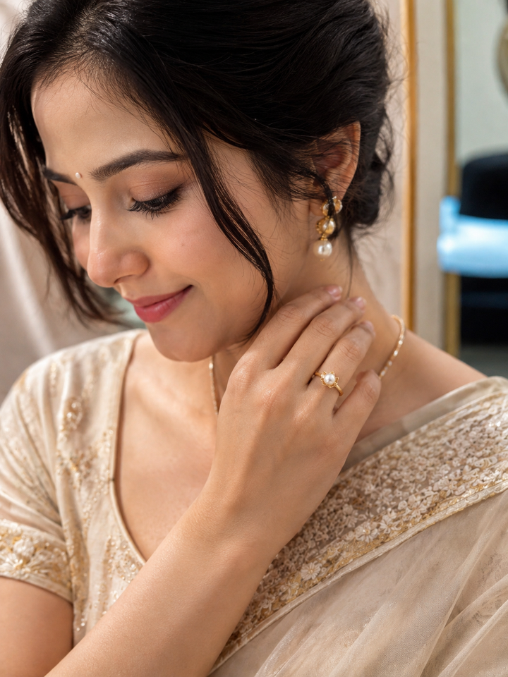 Pearl Lotus Adjustable Ring