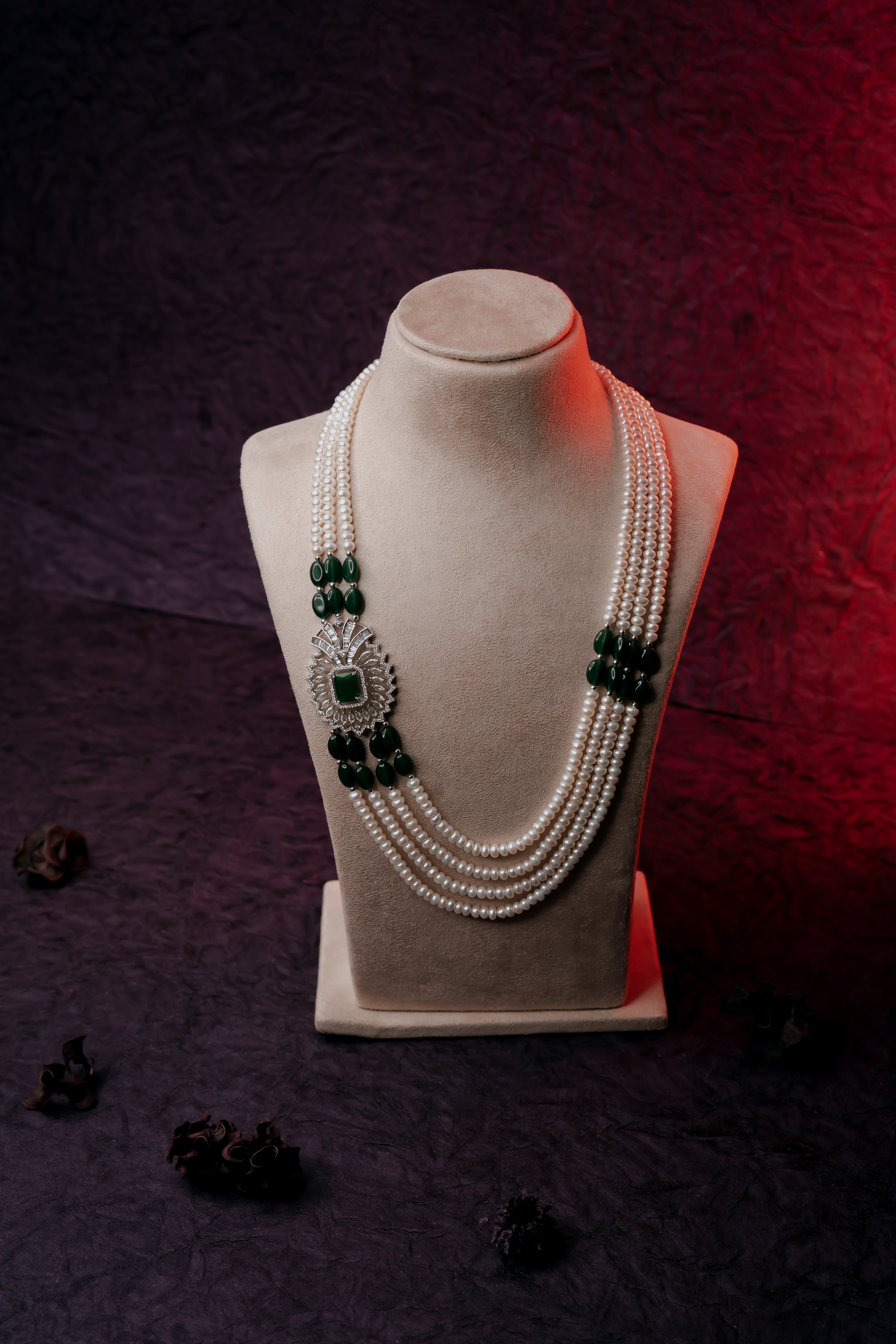 Nawab-e-Zewar Green Pearl Set