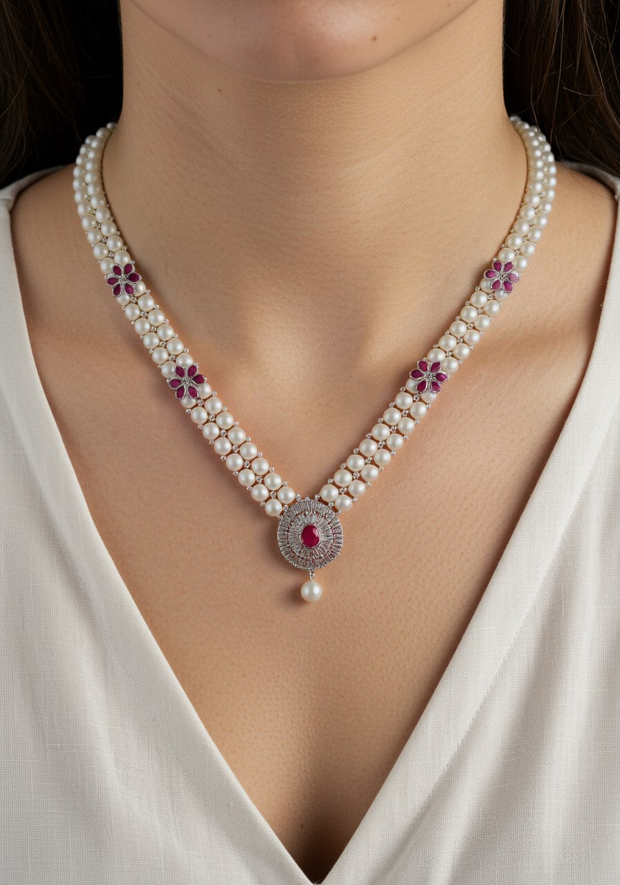 Ragini Long Pearl Necklace Set