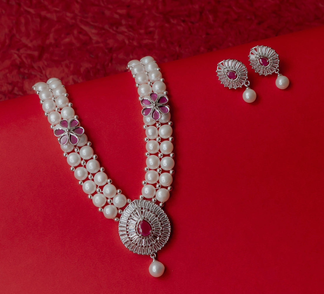 Ragini Long Pearl Necklace Set