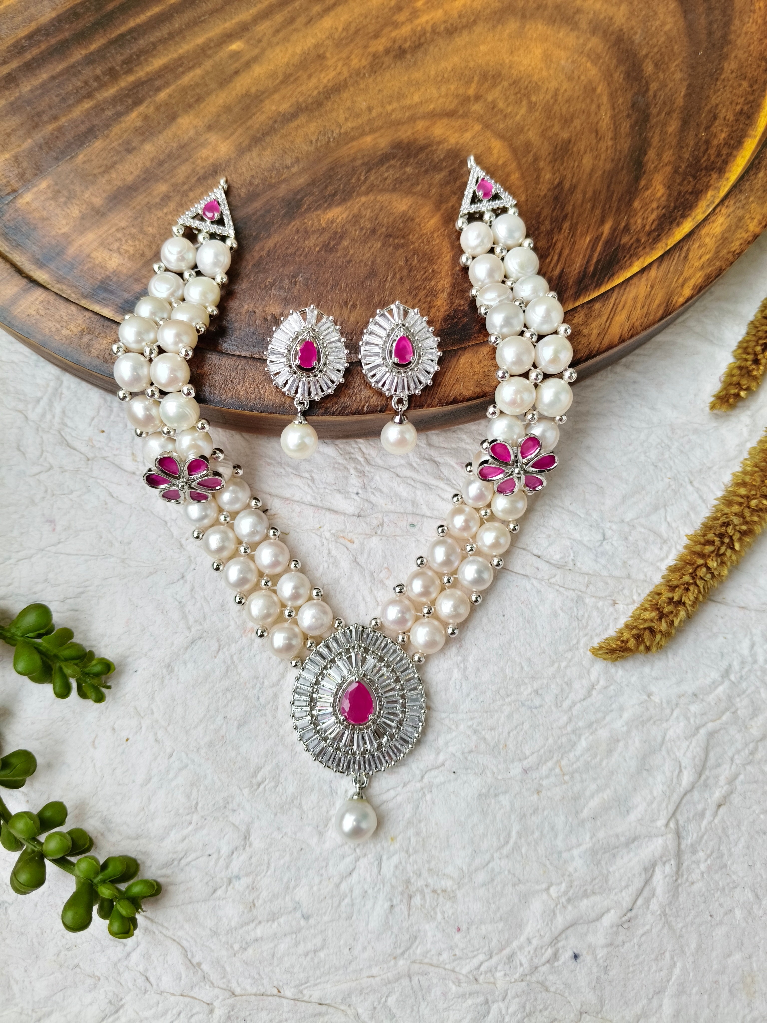 Ragini Long Pearl Necklace Set
