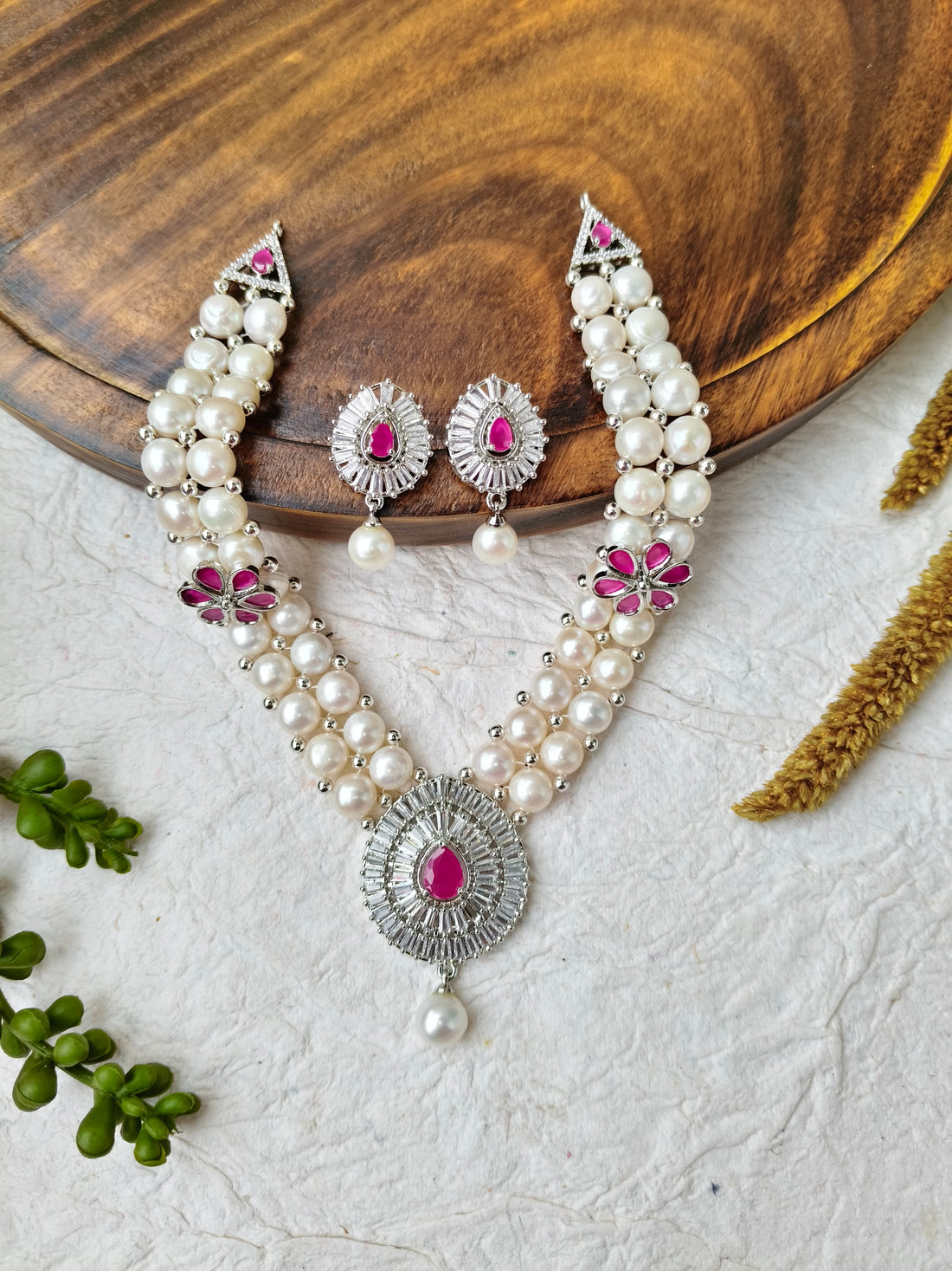 Ragini Long Pearl Necklace Set