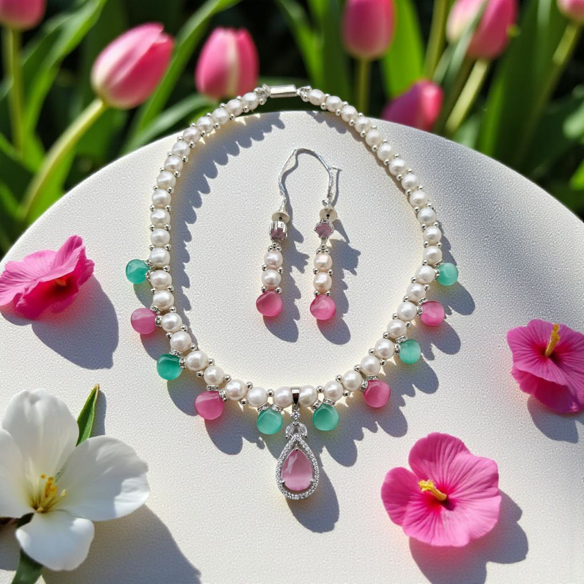 Faux Pearl Necklace set