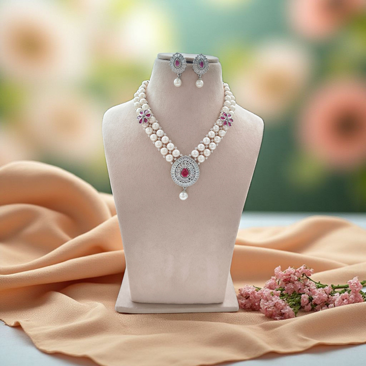 Ragini Long Pearl Necklace Set