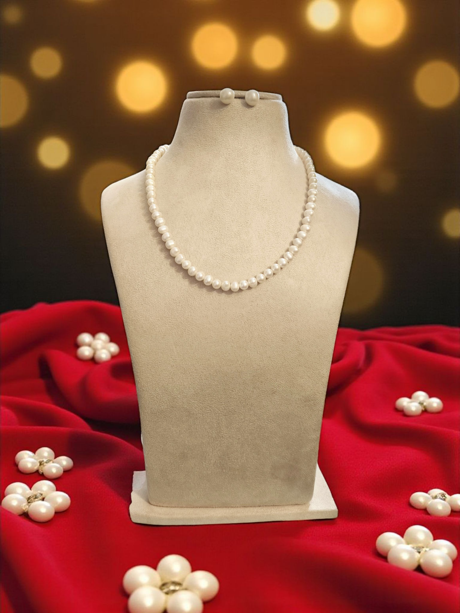 Moti Mala Single line Pearl Set