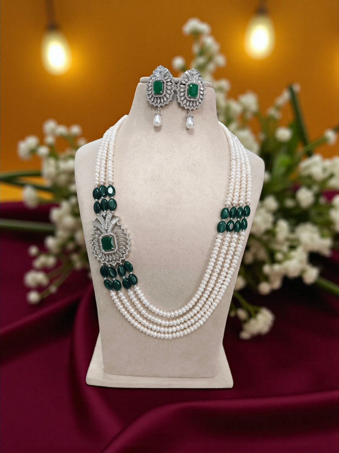 Nawab-e-Zewar Green Pearl Set