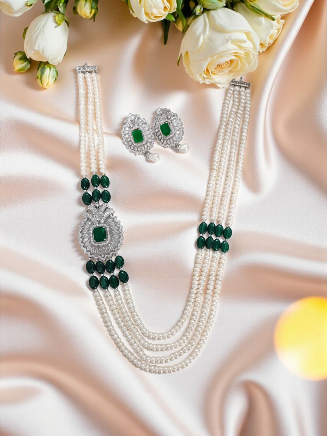 Nawab-e-Zewar Green Pearl Set