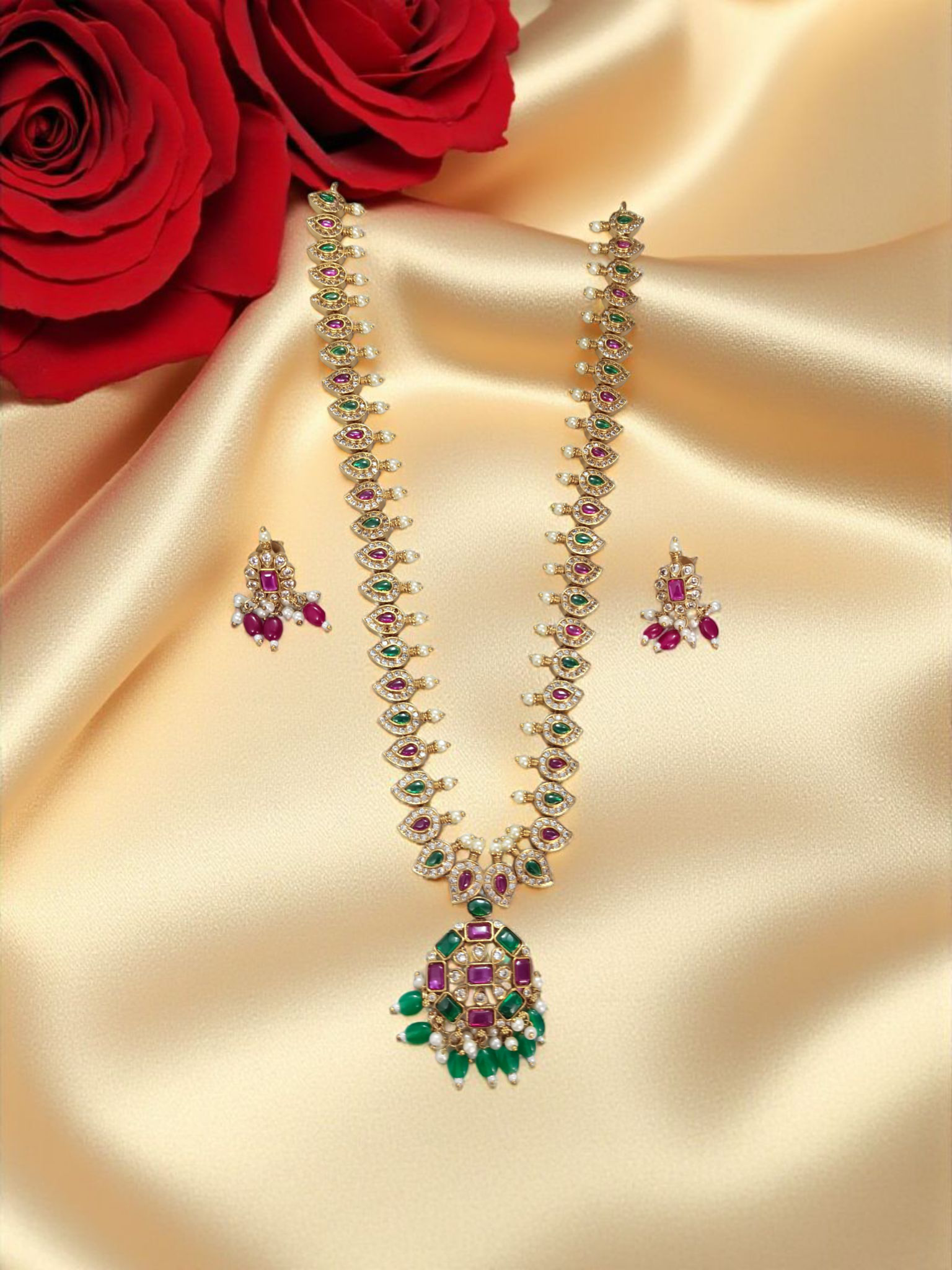 Satrangi Shine Long Necklace Set
