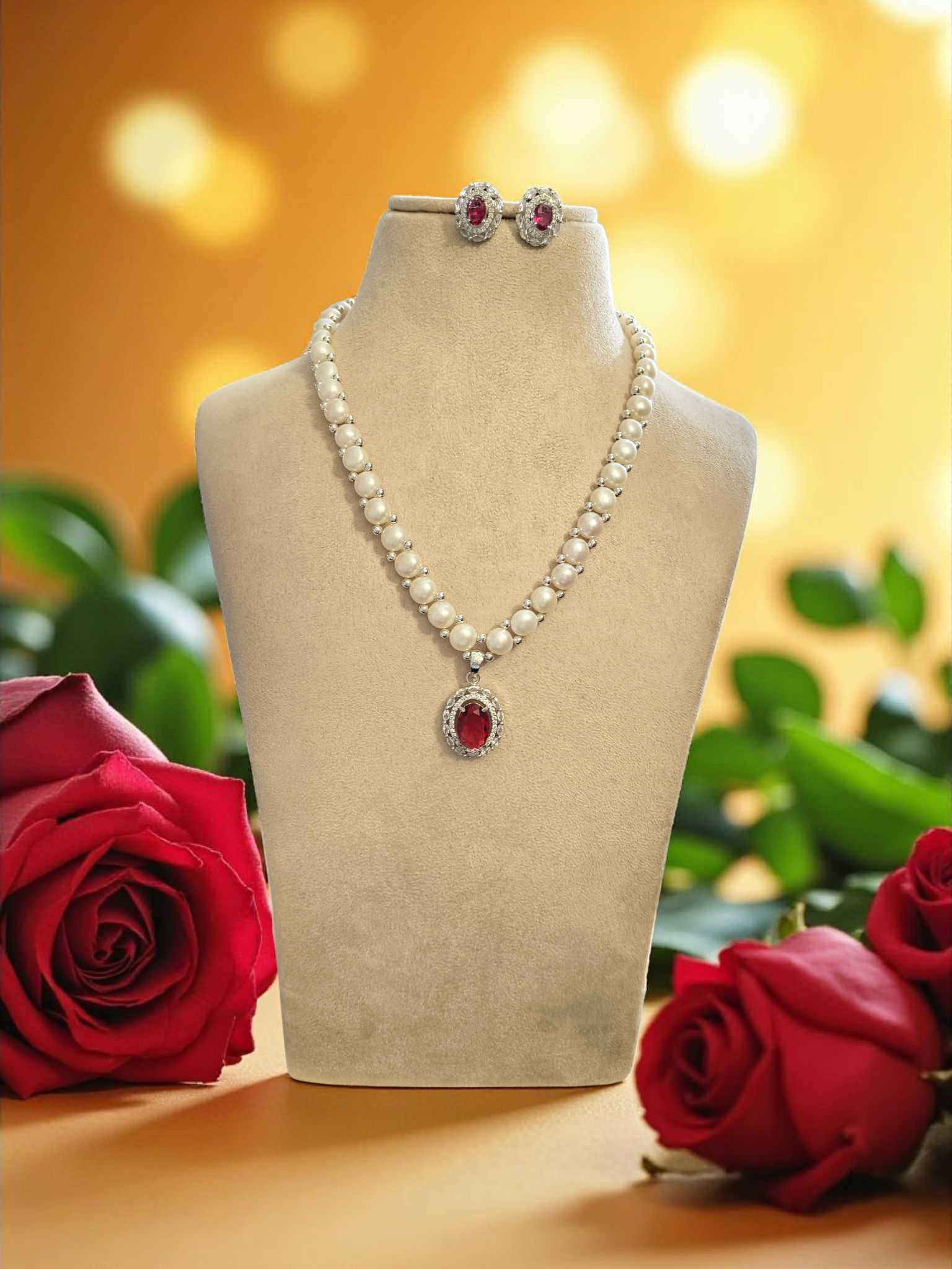 Ragini Glow Single Line Button Pearls Set