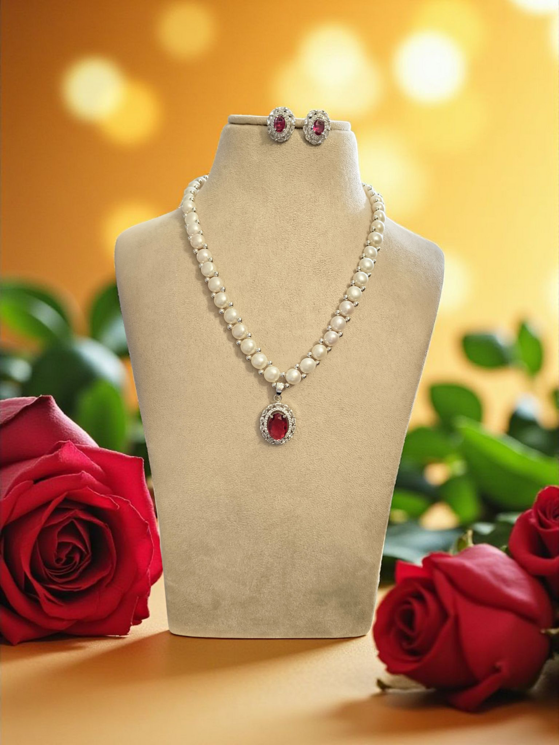 Ragini Glow Single Line Button Pearls Set