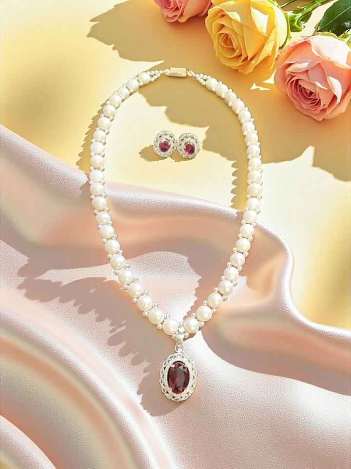 Ragini Glow Single Line Button Pearls Set