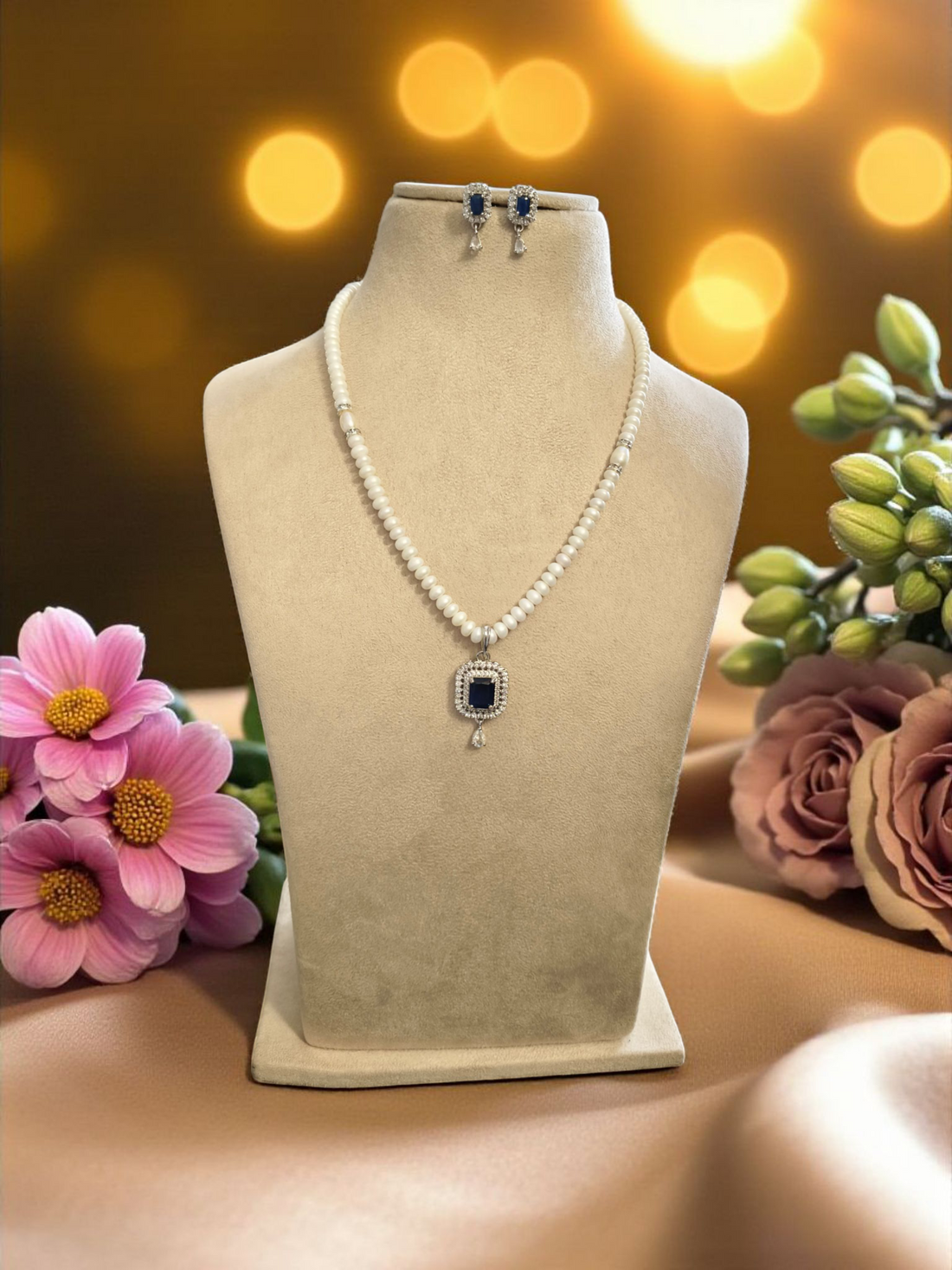 Mystic Blue Single line Pearl Set