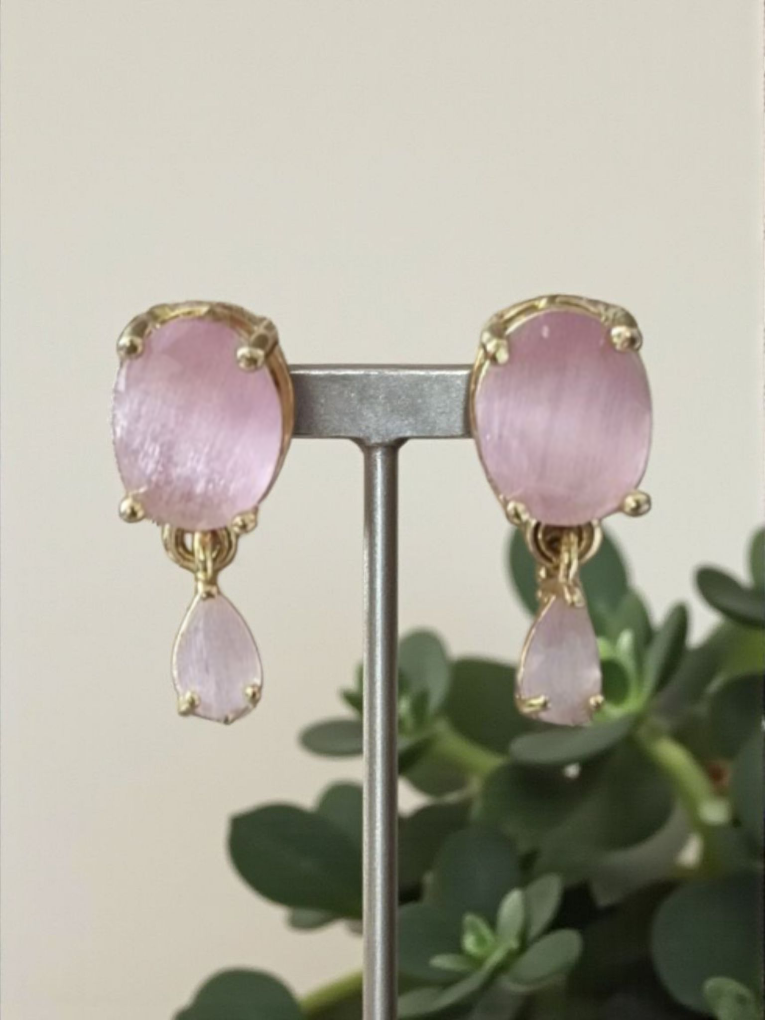 Kumudini Pink Single line Pearl Set