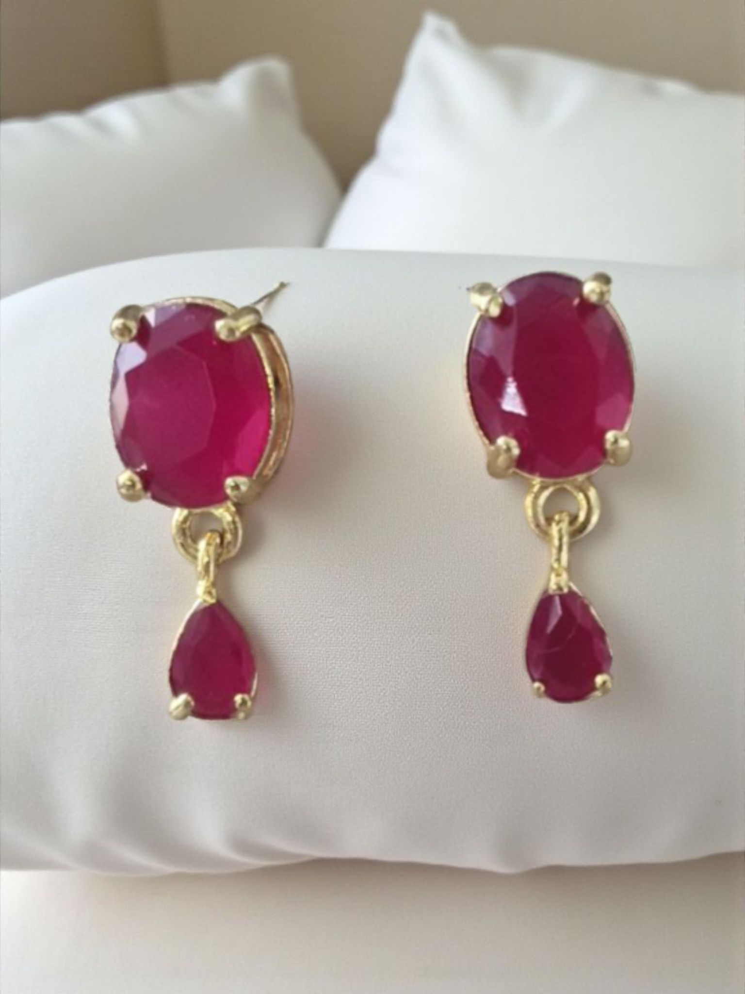 Ruby Rekha Red Single line Pearl Set