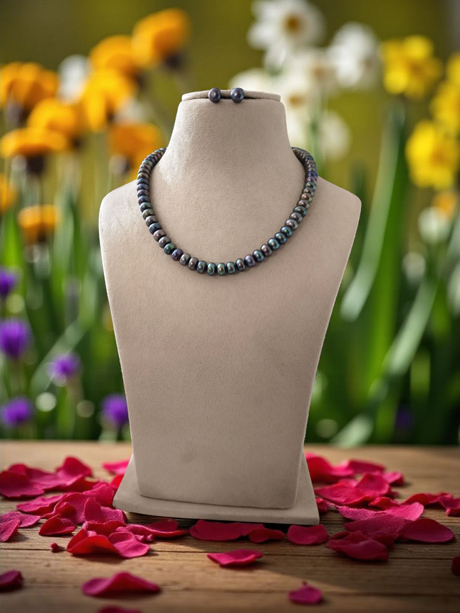 Grey Aura Single line Pearl Set