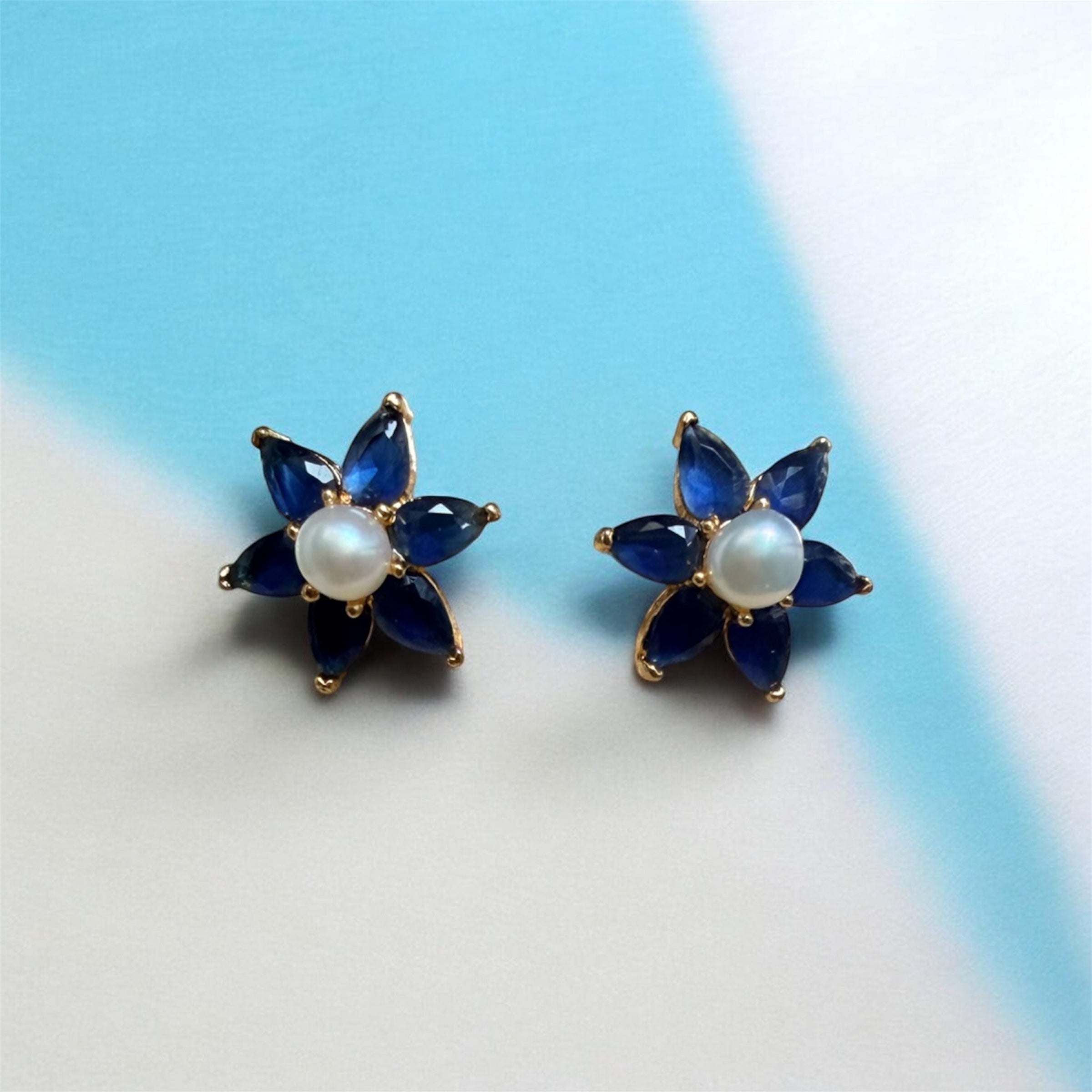 Midnight Bloom Pearl Studs