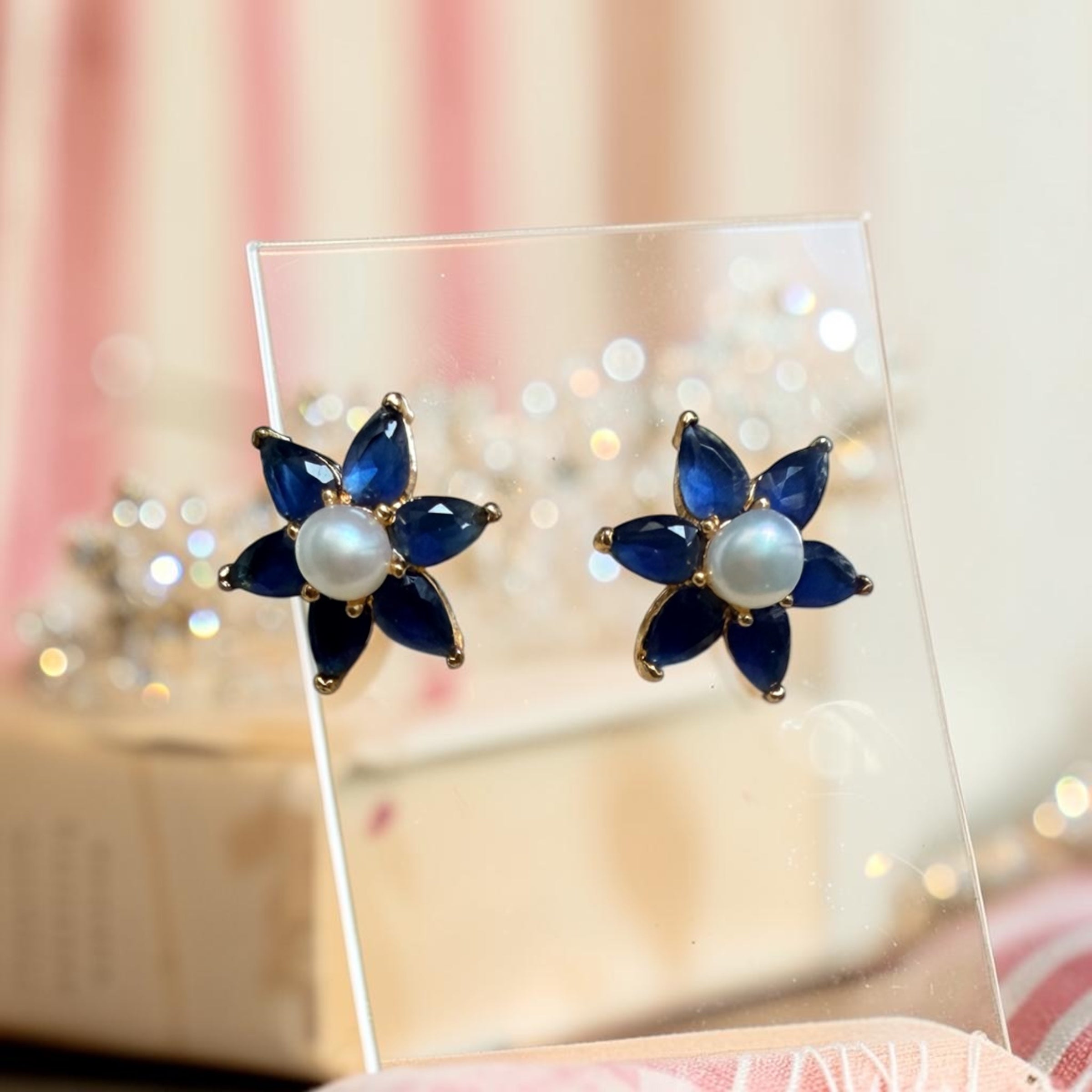 Midnight Bloom Pearl Studs